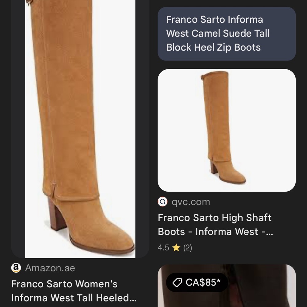 Franco Sarto Camel Suede Heeled Boots - Picture 7 of 7